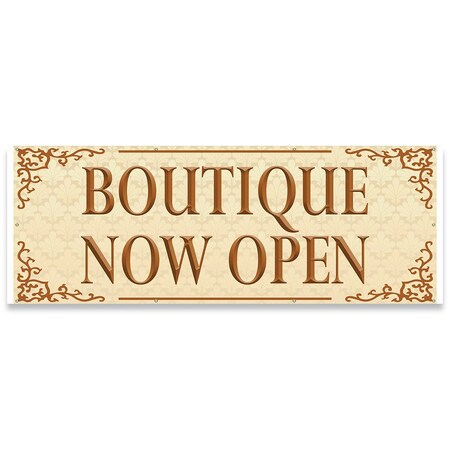 Signmission Boutique Now Open Banner Concession Stand Food Truck Single Sided B-96-30023